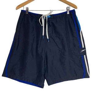 Speedo Mens Blue Lined Swim Trunks Size Large Pockets  Swimwear ResortWear Beach